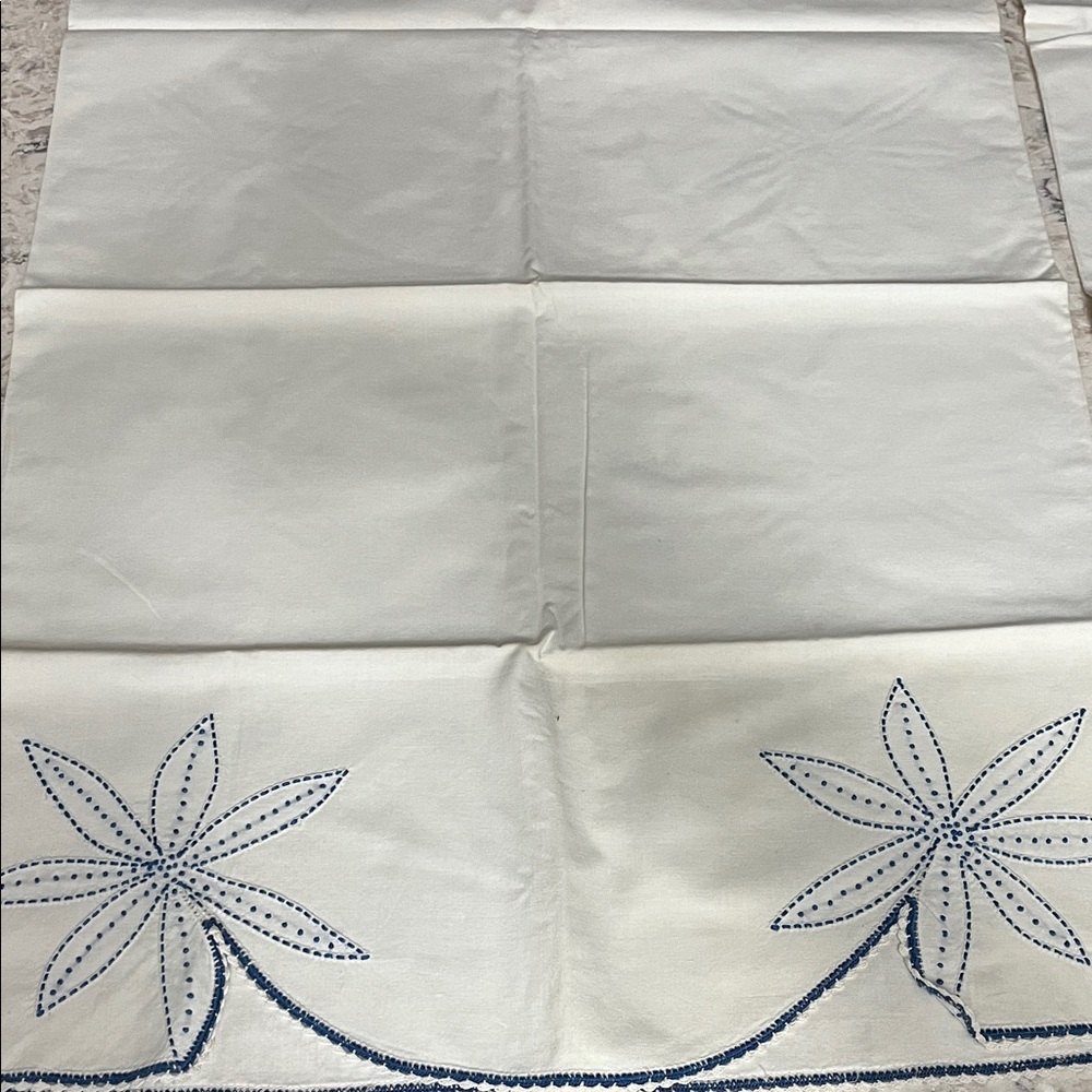 Vintage and Elegant White and Blue Embroidered pillowcases.